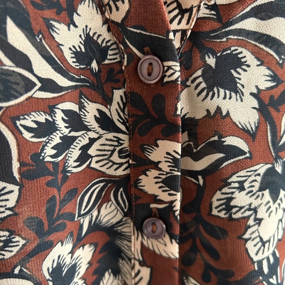 For Love & Lemons Gracie Blouse | Brown & Cream Floral | Size XS - Picture 9 of 14